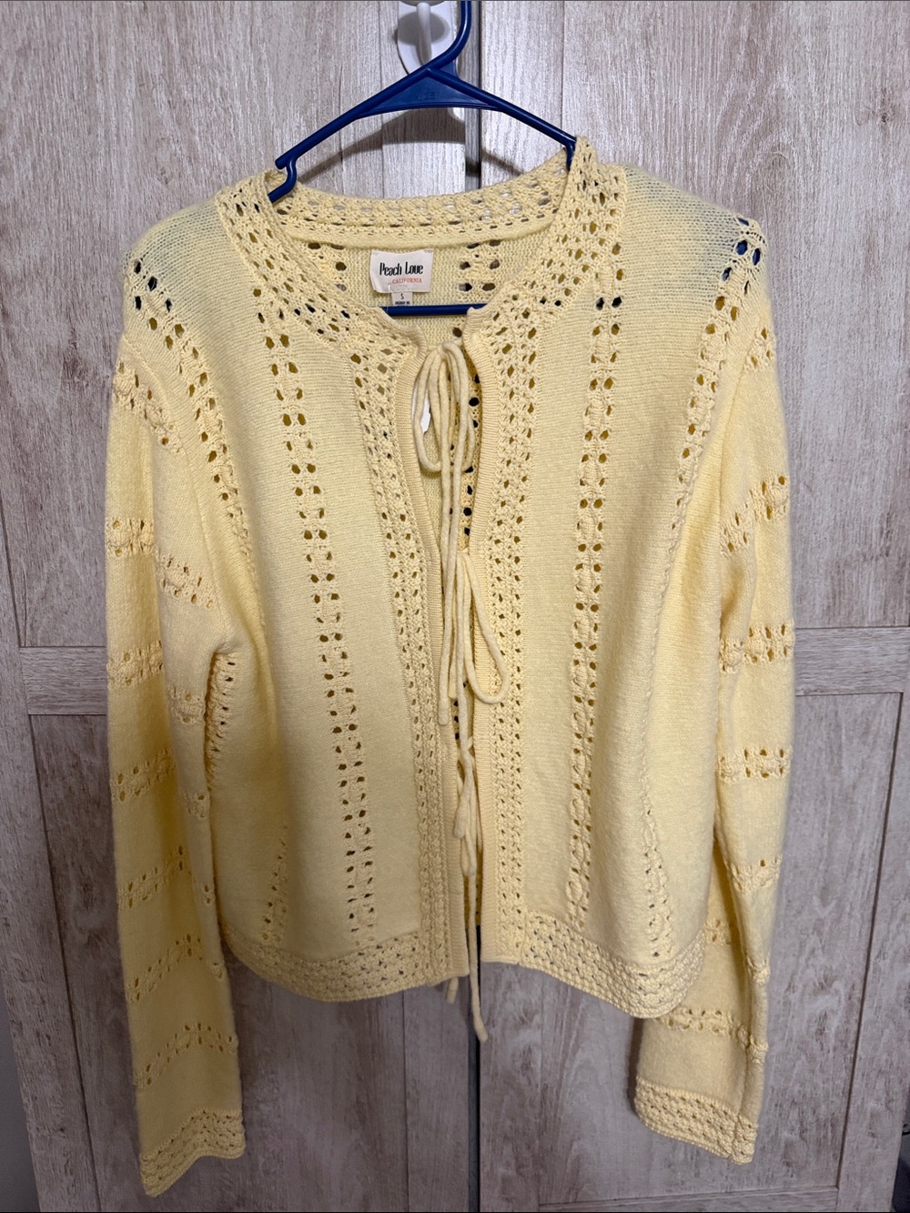 Peach love Yellow Tie-Front Knit Sweater cardigan NWT